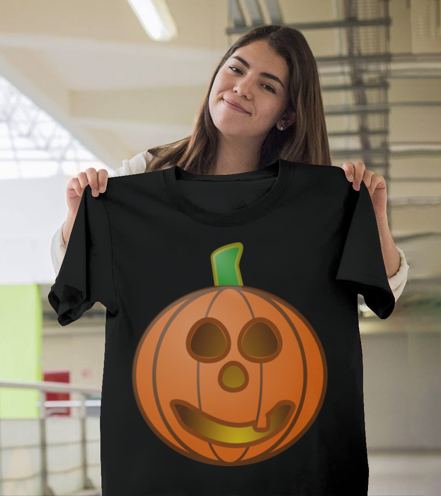 Pumpkin with Smile Emoji Icon Halloween Face T-Shirt