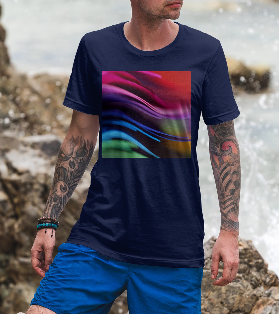 Colorful Abstract Waves In Gradient Spectrum T-Shirt