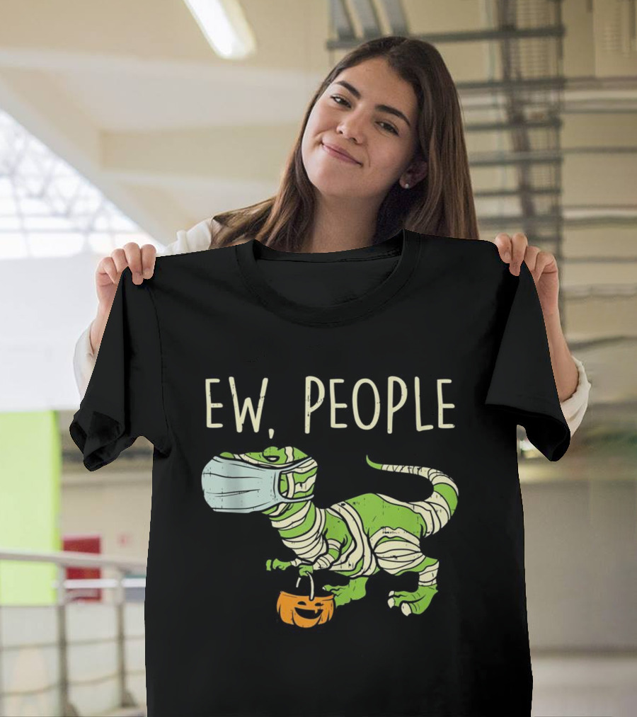 Ew People Halloween Dinosaur Mummy with Pumpkin T-Shirt