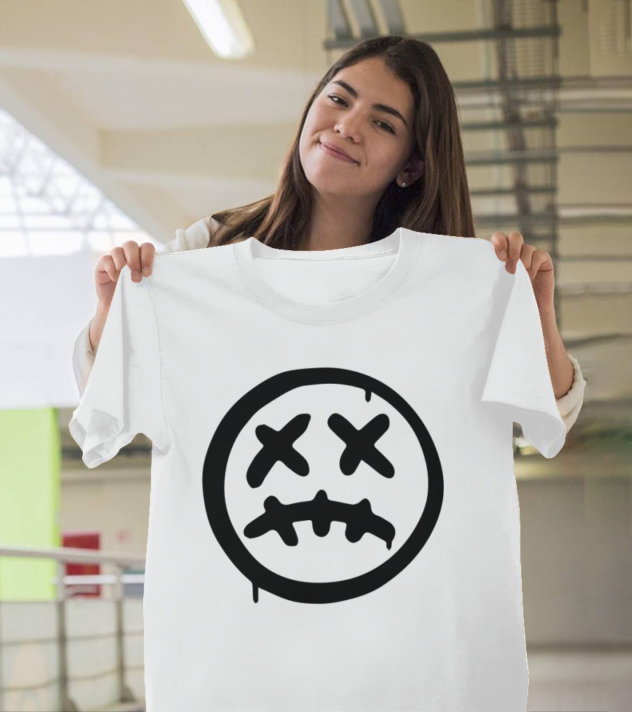 Brush Sad Face Dripping Crossed Eyes Mouth T-Shirt