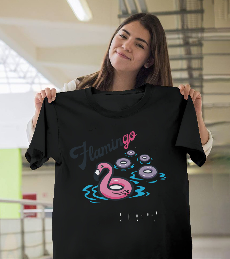 FlaminGO Against the Flow Floating Flamingo with Pool Donuts T-Shirt