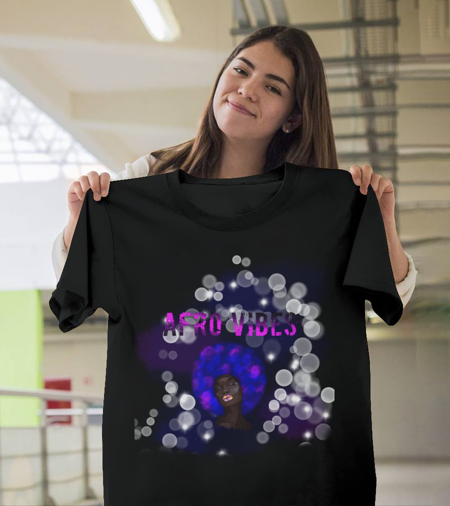 Afro Vibes Galaxy Afro Hair Bubble Aesthetic T-Shirt