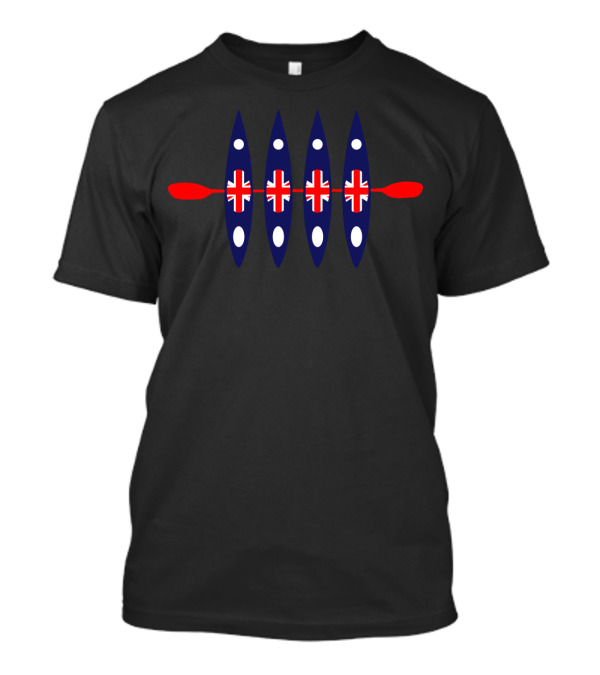 Four British Flag Kayaks Paddling Design By DopeyArt T-Shirt