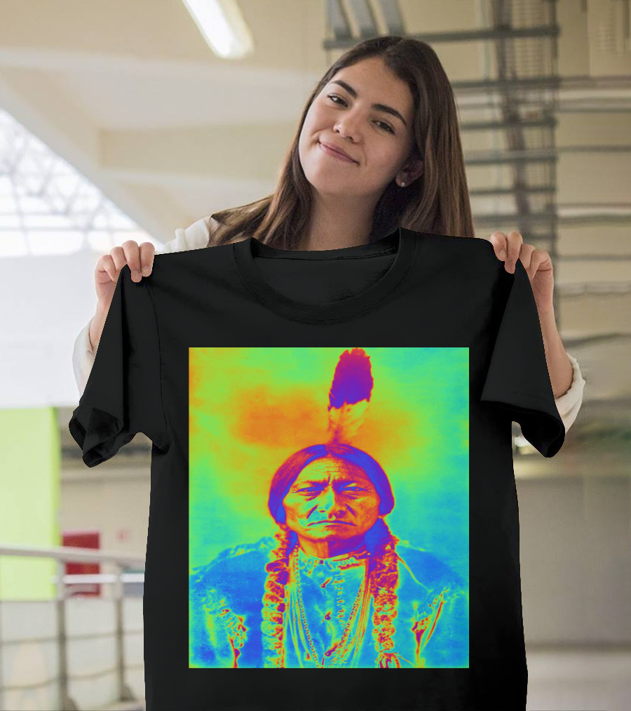 Sitting Bull Psychedelic Color Portrait T-Shirt