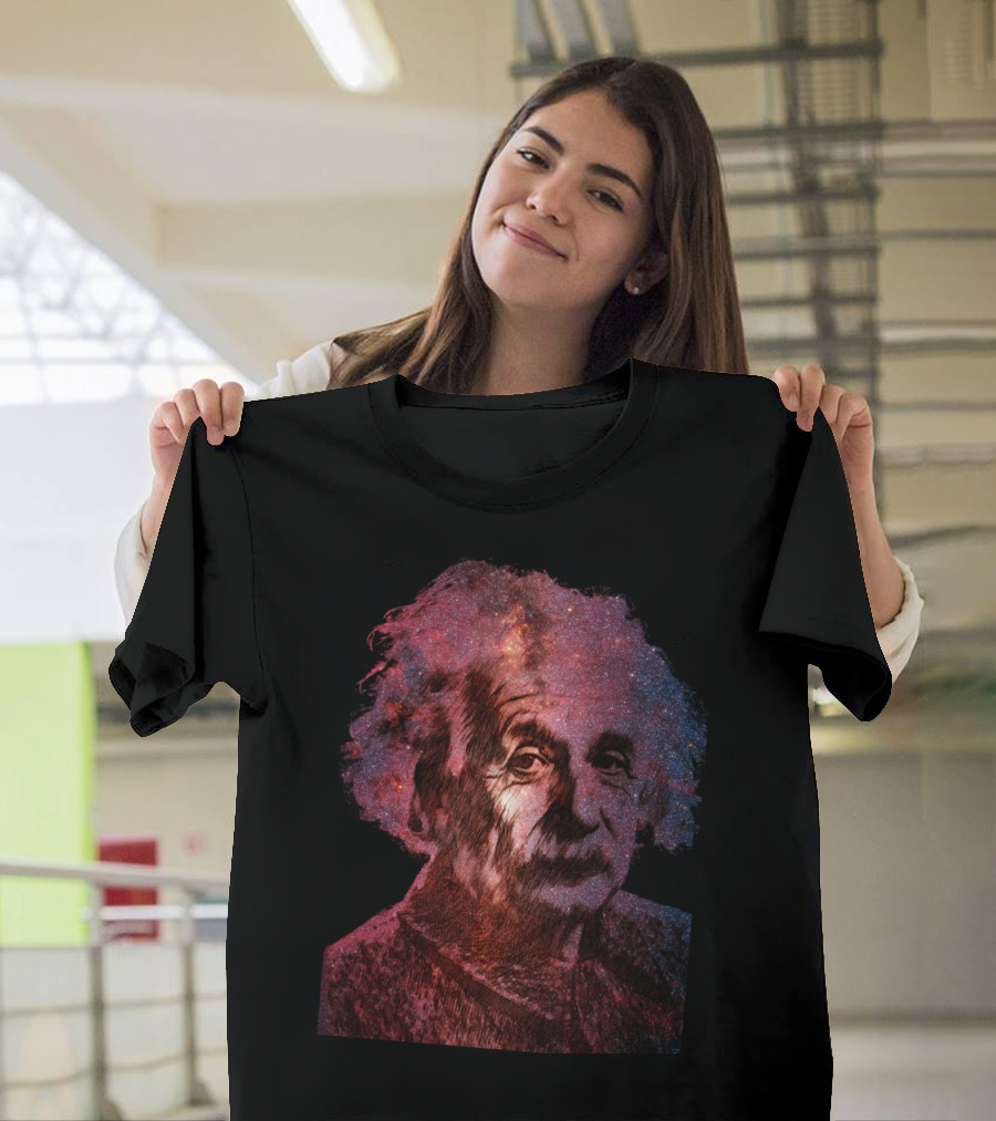 Cosmic Milky Einstein Galaxy Portrait A Milky Genius T-Shirt