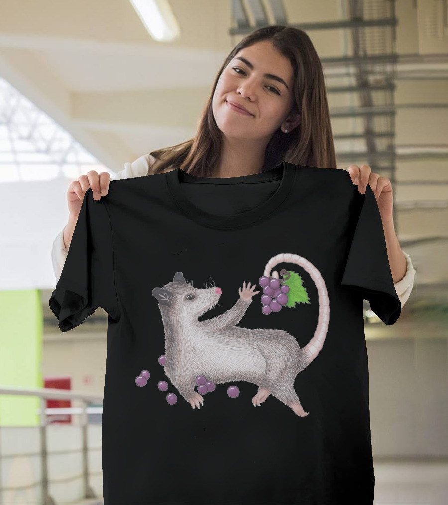 Leo the Possum with Grapes in Playful Pose T-Shirt
