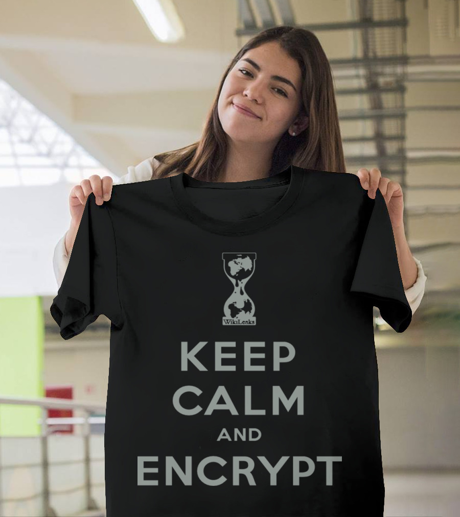 WikiLeaks Keep Calm and Encrypt Earth Hourglass T-Shirt