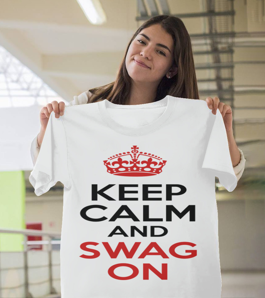 KCCO Keep Calm and Swag On Red Crown Iconic T-Shirt