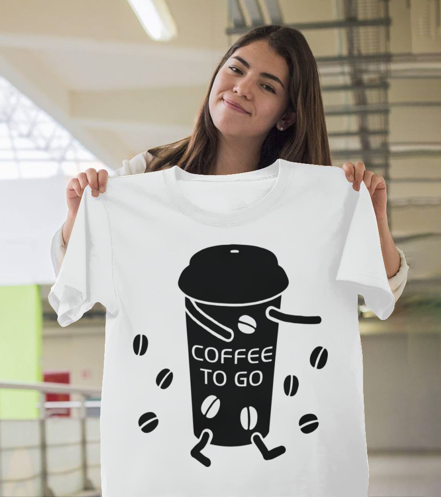 Coffee to Go Cup with Dancing Coffee Beans T-Shirt