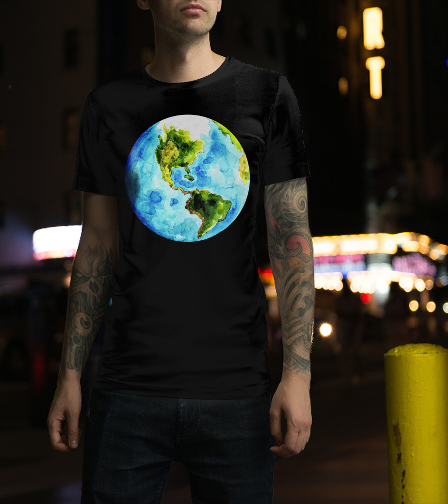 Earth Day Love Earth Watercolor Planet Earth T-Shirt