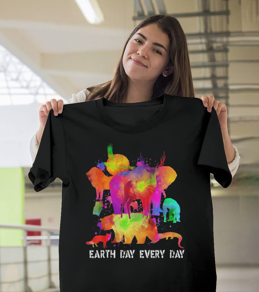 Earth Day Every Day Colorful Animal T-Shirt