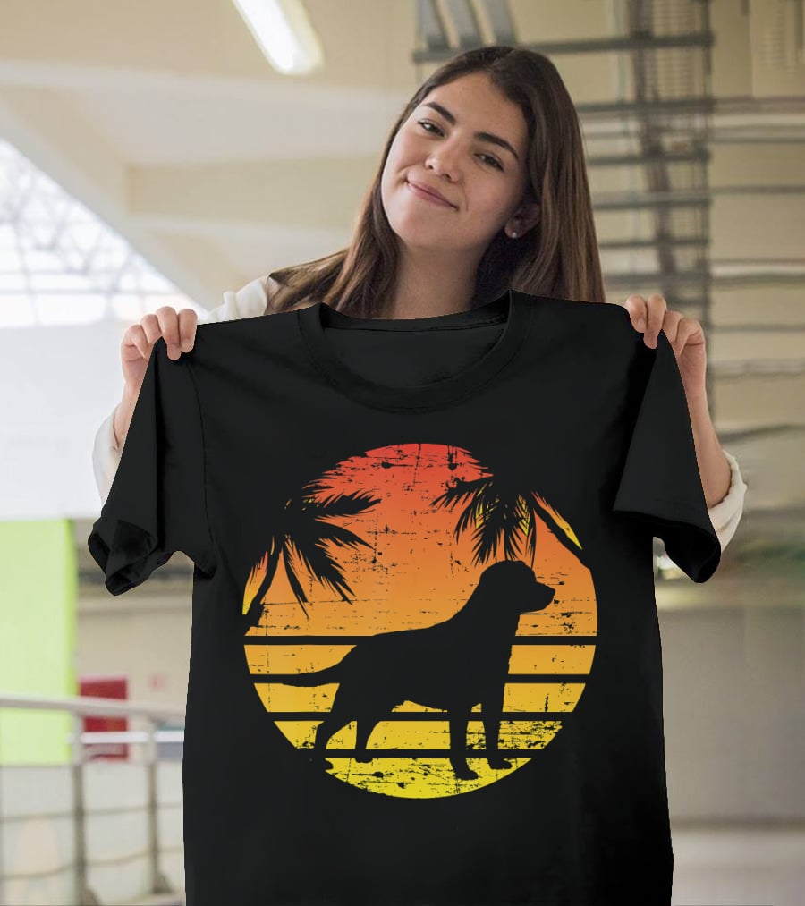 Vintage Labrador Retriever Sunset Tropical T-Shirt