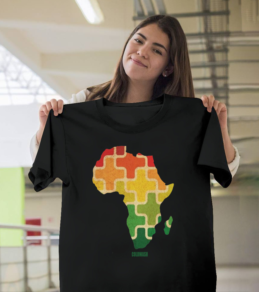 AFRICAN PUZZLE COLDWASH Colorful Map T-Shirt