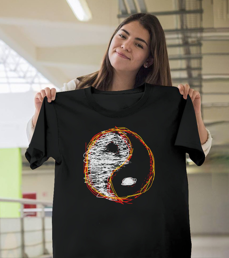 Yin Yang Revenge Scribble Art Symbol with Colorful Outline T-Shirt