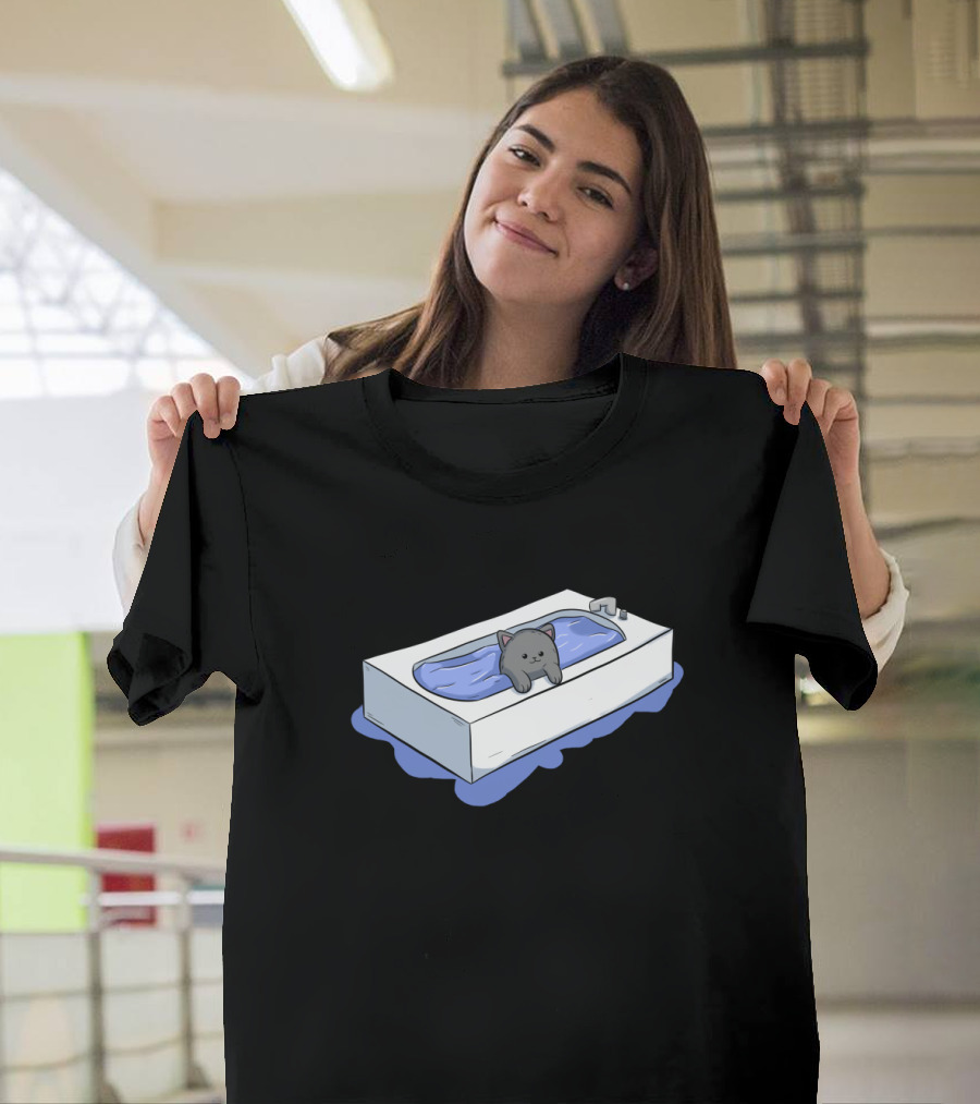 Cats Bathtub Wash Shower Miau Cute Relaxing Cat in Tub T-Shirt