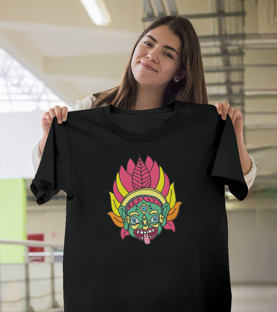 Vibrant Multicolor Chinese Mask with Elaborate Headdress T-Shirt