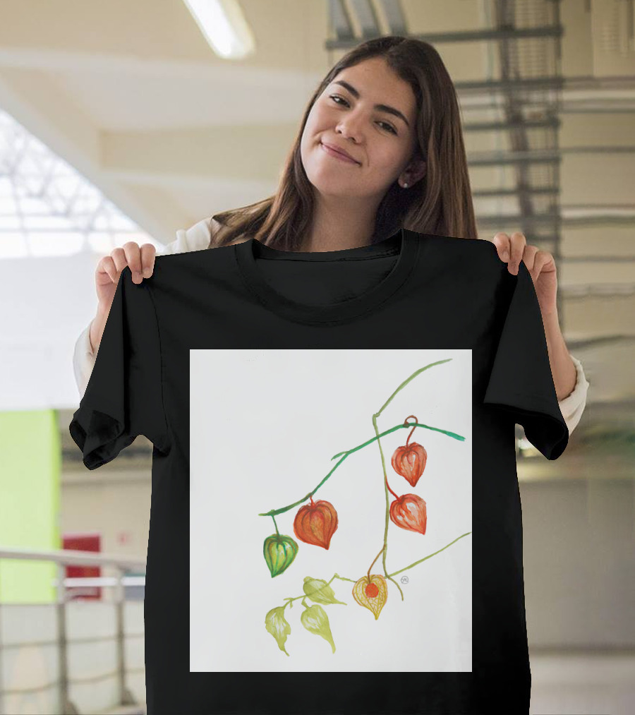 Chinese Lantern Plant Watercolor Botanical T-Shirt