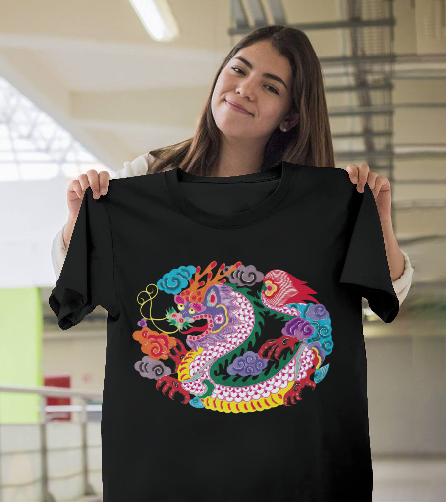 Colorful Dragon Chinese Folklore God Blessing Protection Best Wishes T-Shirt