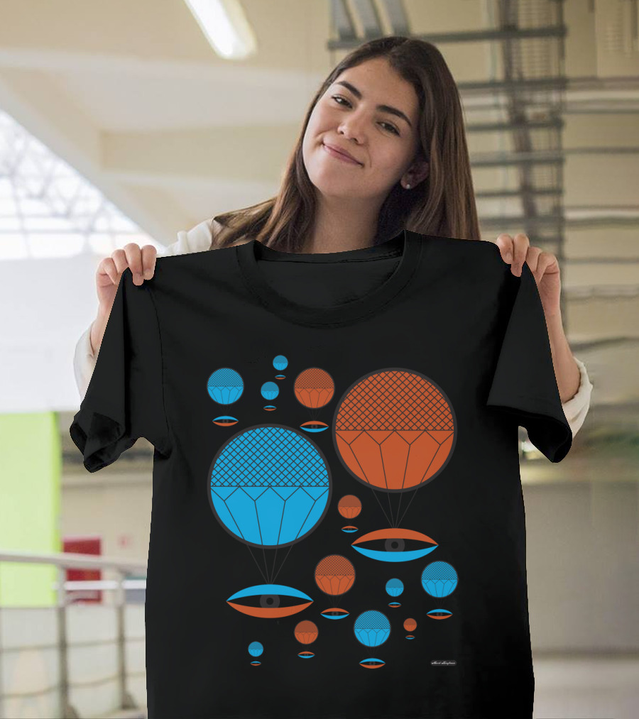 I See You Blue and Orange Geometric Floating Spheres T-Shirt
