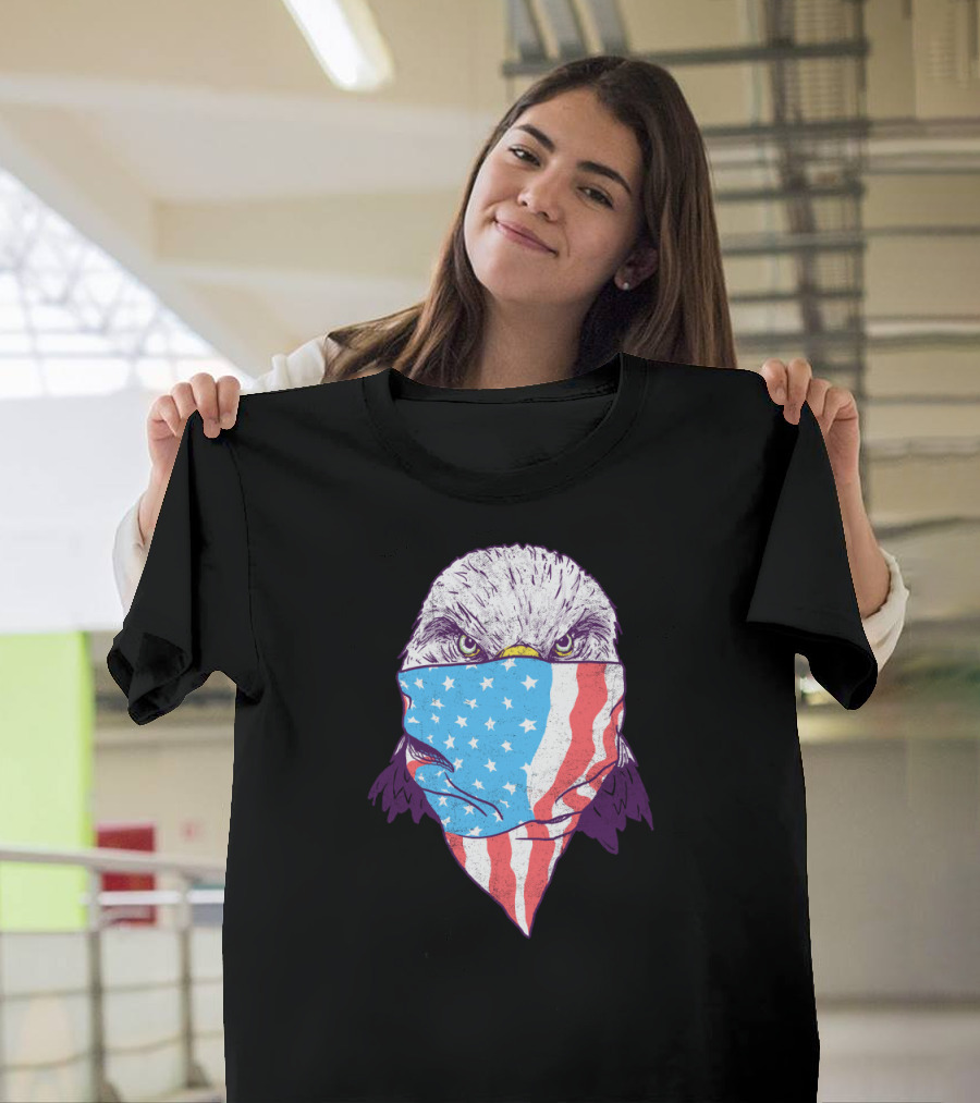Bald Bandit Eagle with American Flag Bandana T-Shirt