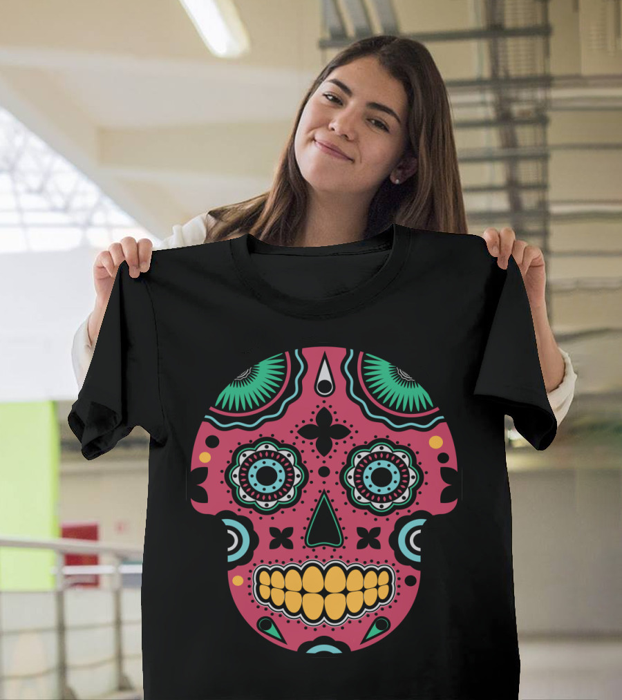 Day of the Death Colorful Sugar Skull Art Vector T-Shirt