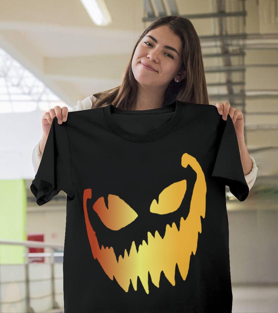 Halloween Grinning Pumpkin with Scary Teeth T-Shirt