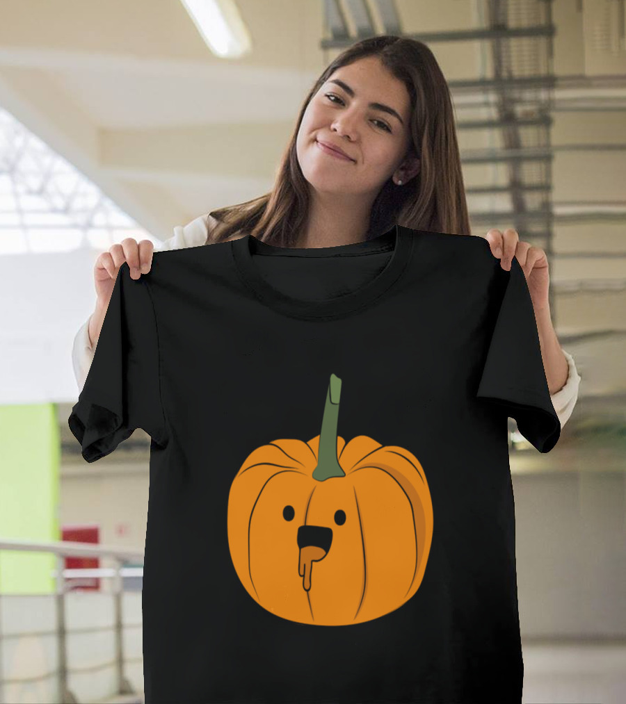 Dripping Cute Pumpkin Head - Quirky Halloween T-Shirt