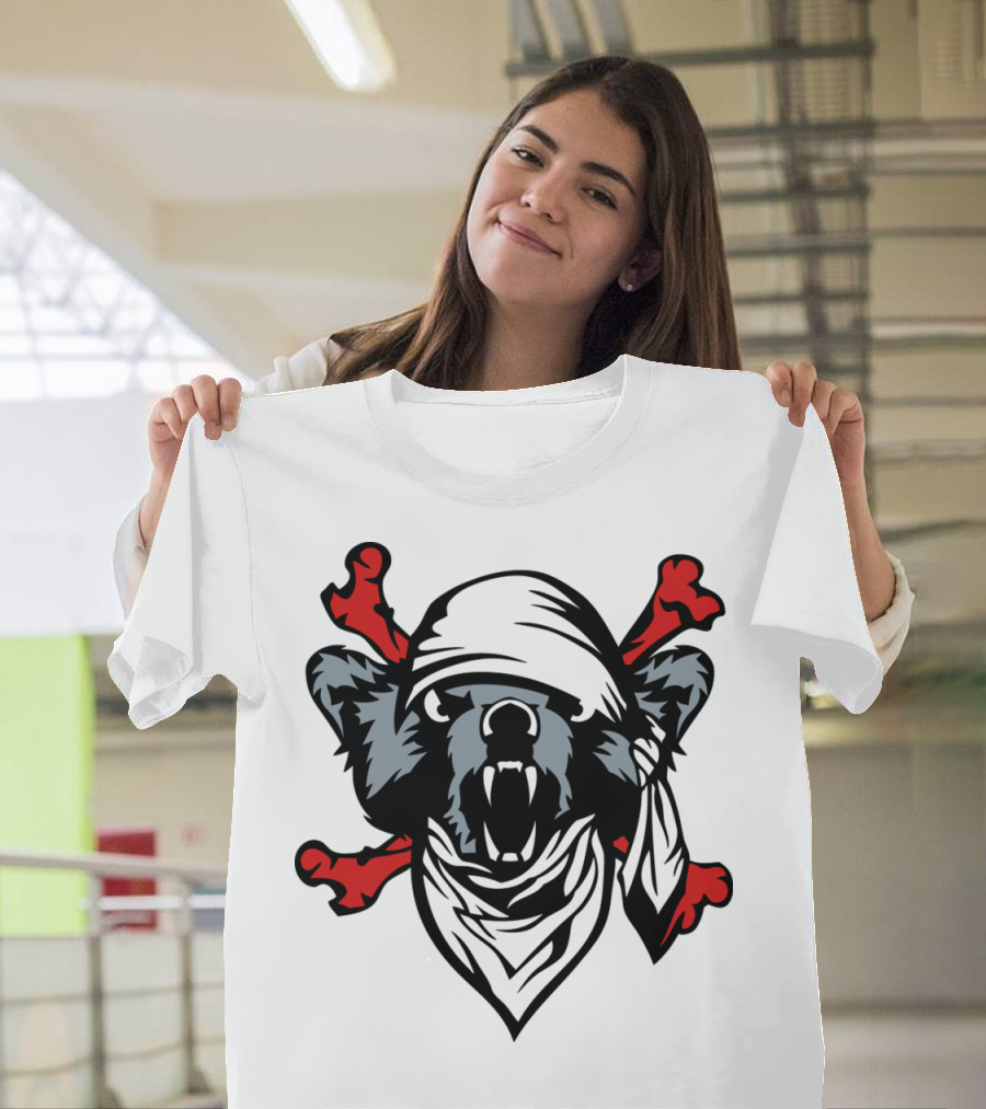 Bear Pirate Scarf Skull Bones Skeleton T-Shirt