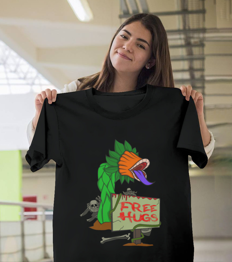 Free Hugs Man-Eating Plant with Skeletons T-Shirt