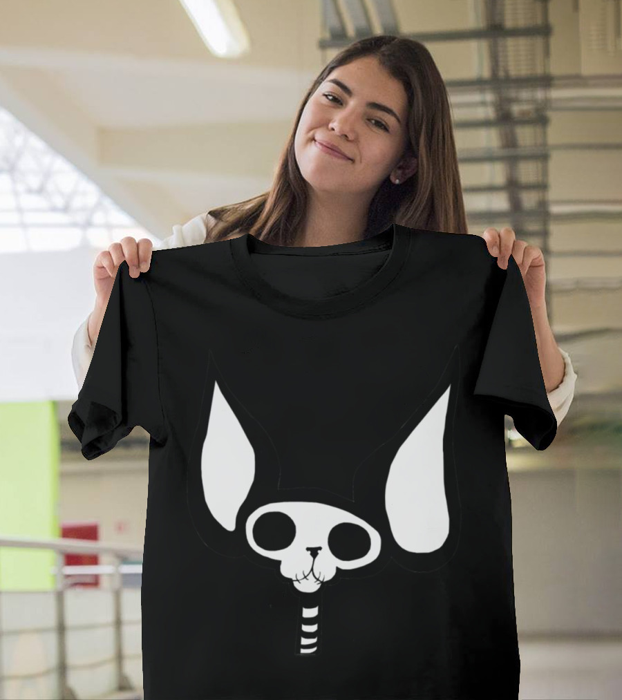 SphynxieBonez Skull with Long Ears and Neck T-Shirt