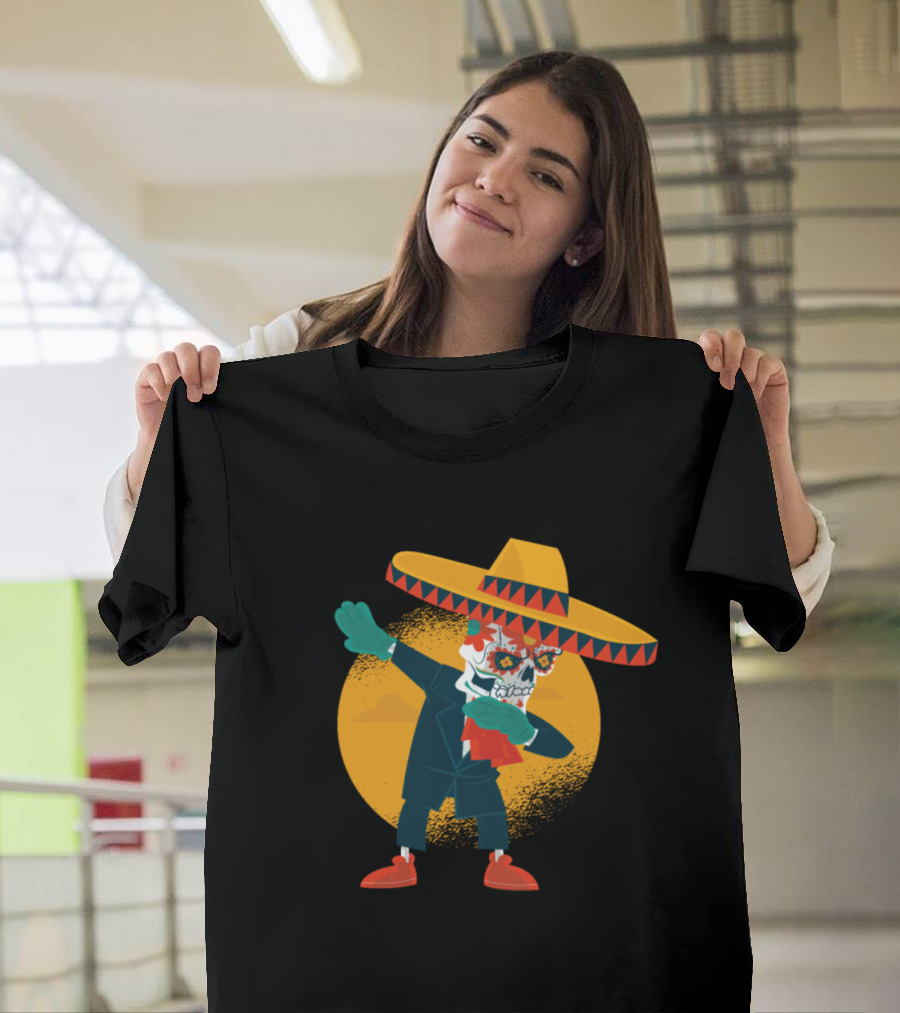 Skull Dabbing Sombrero Cinco De Mayo T-Shirt