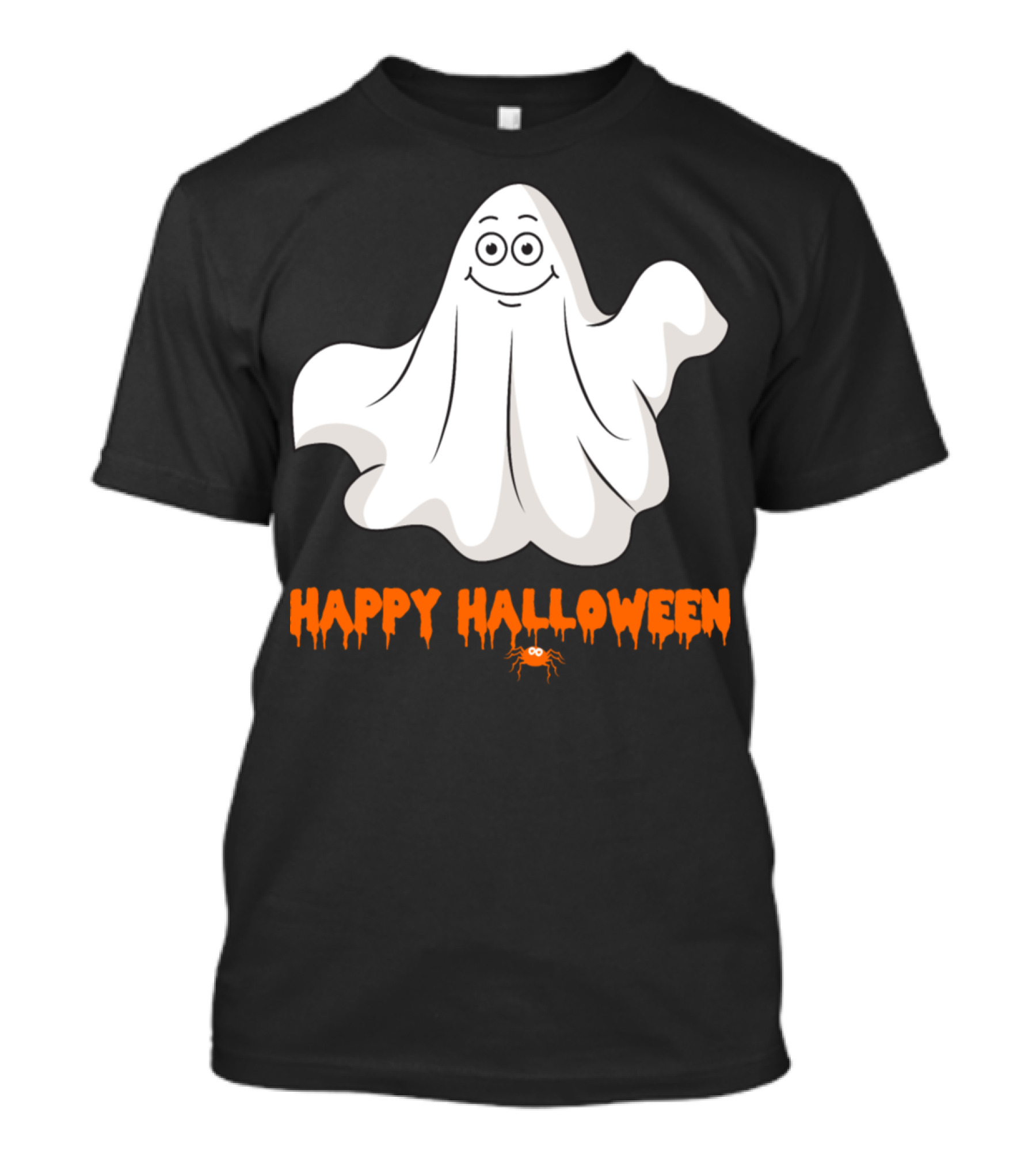 Happy Halloween Ghost With Spider Trick Or Treat Zombie Horror Scary T-Shirt