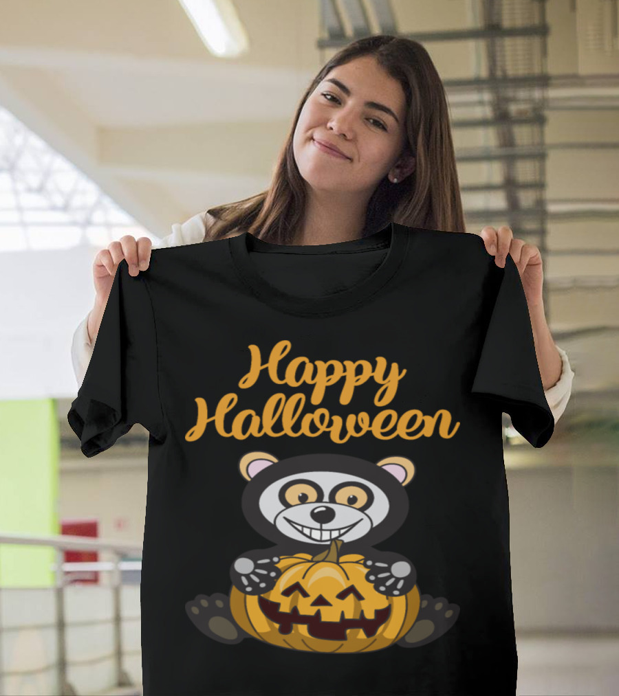 Happy Halloween Bear with Pumpkin Jack-o'-Lantern T-Shirt