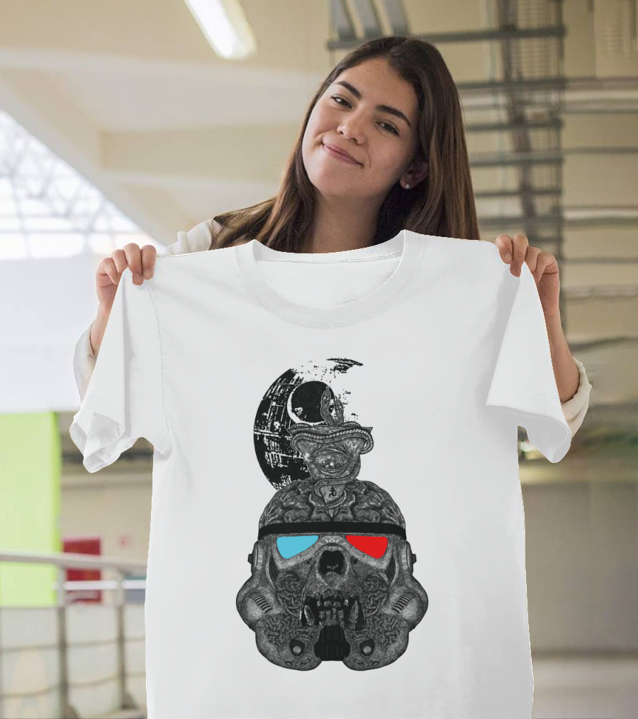 Dark Matter Skull with Red and Blue 3D Glasses and Snake T-Shirt