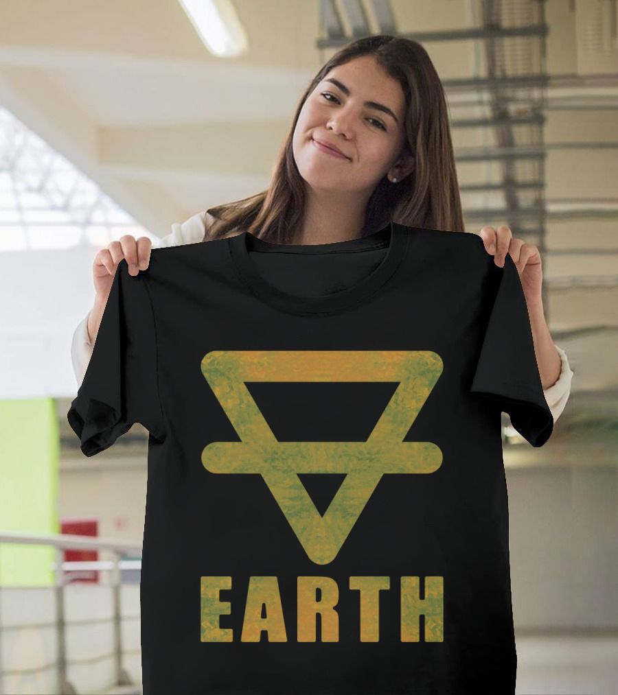 Earth Element Symbol Triangle Icon with Text T-Shirt