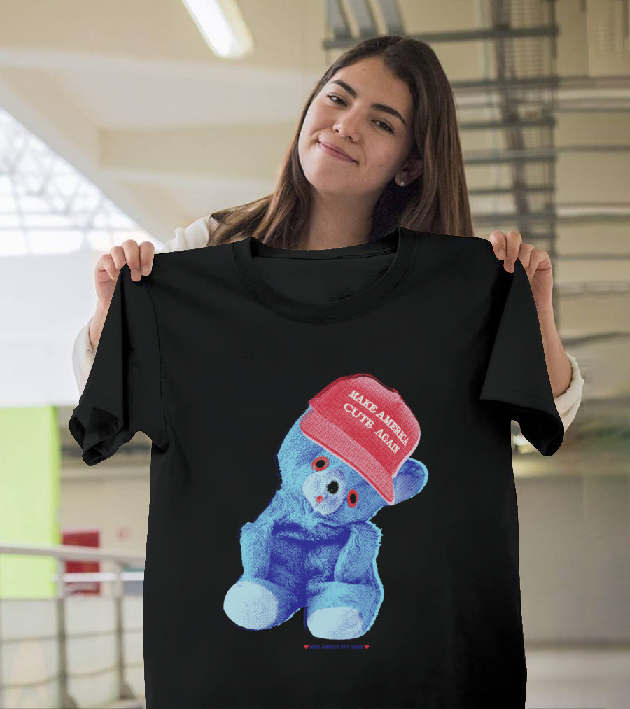 Make America Cute Again Bear Red Cap Blue Plush Toy T-Shirt