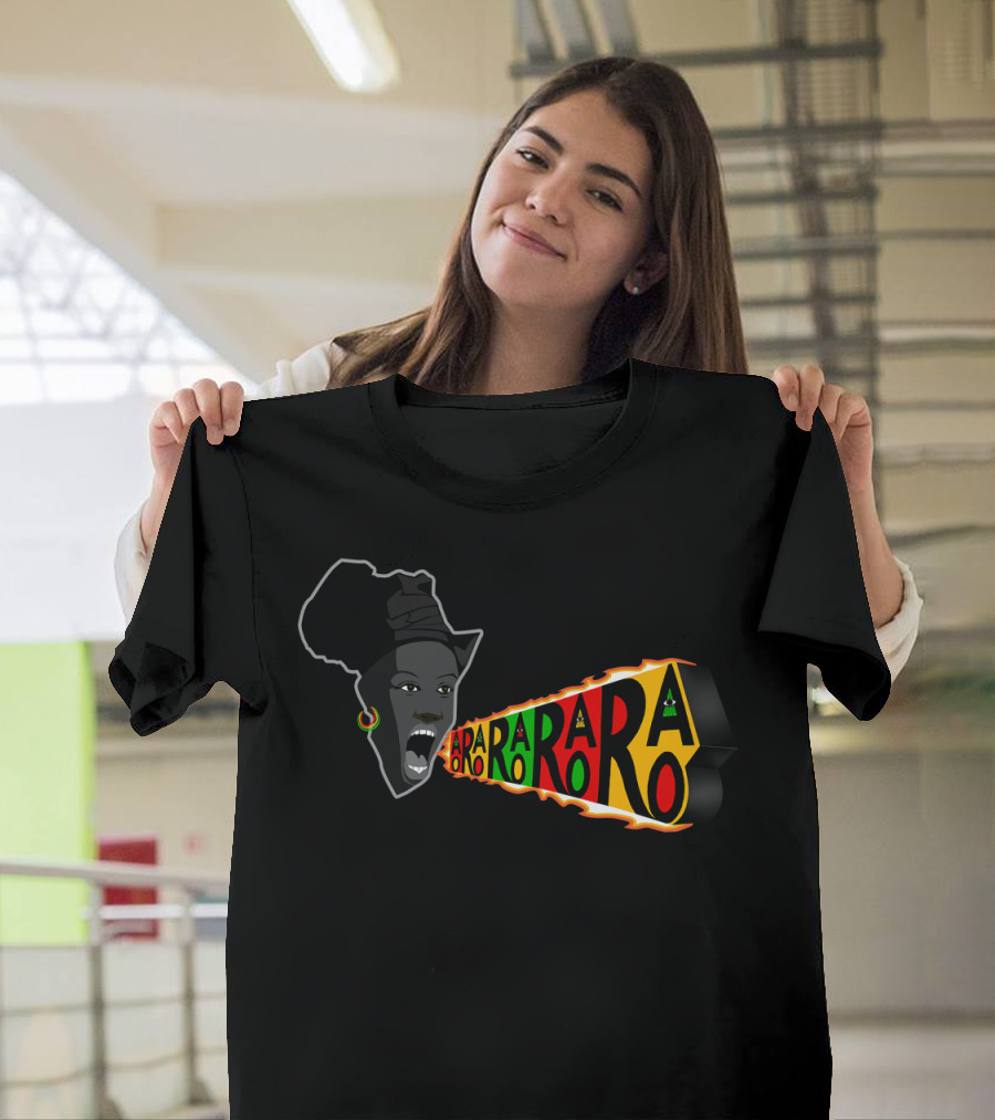 Spirit of Africa Bold Shout with Vibrant Rasta Colors and African Continent Profile T-Shirt