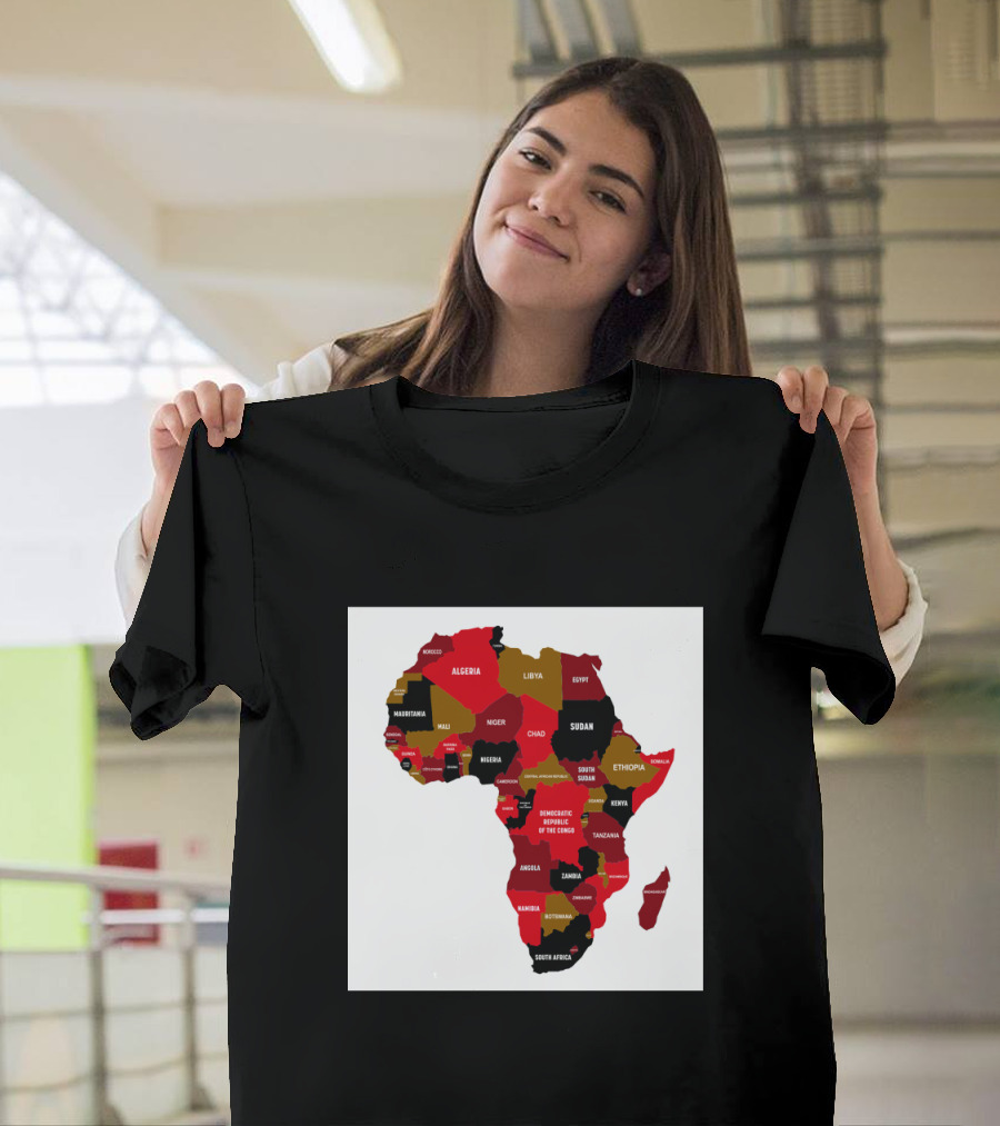 Africa Map Highlighting Country Names Display T-Shirt