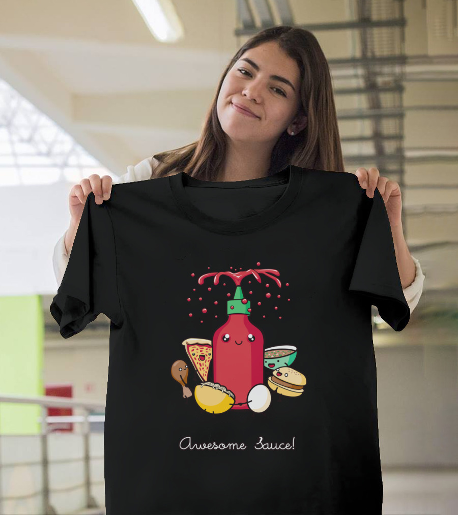 Awesome Sauce Explosion with Cute Food Friends Pizza Chicken Dumpling Egg Burger Soup T-Shirt