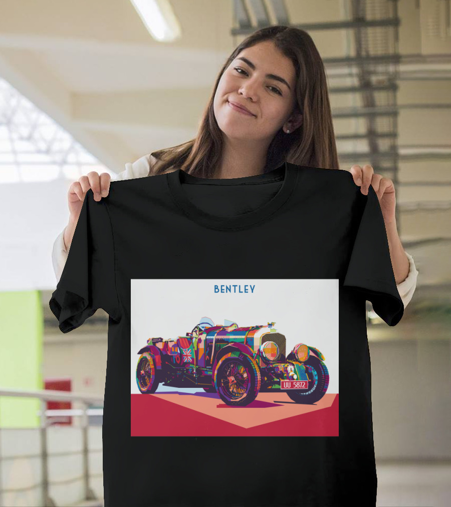 Bentley 1929 Super Car Colorful Union Jack T-Shirt