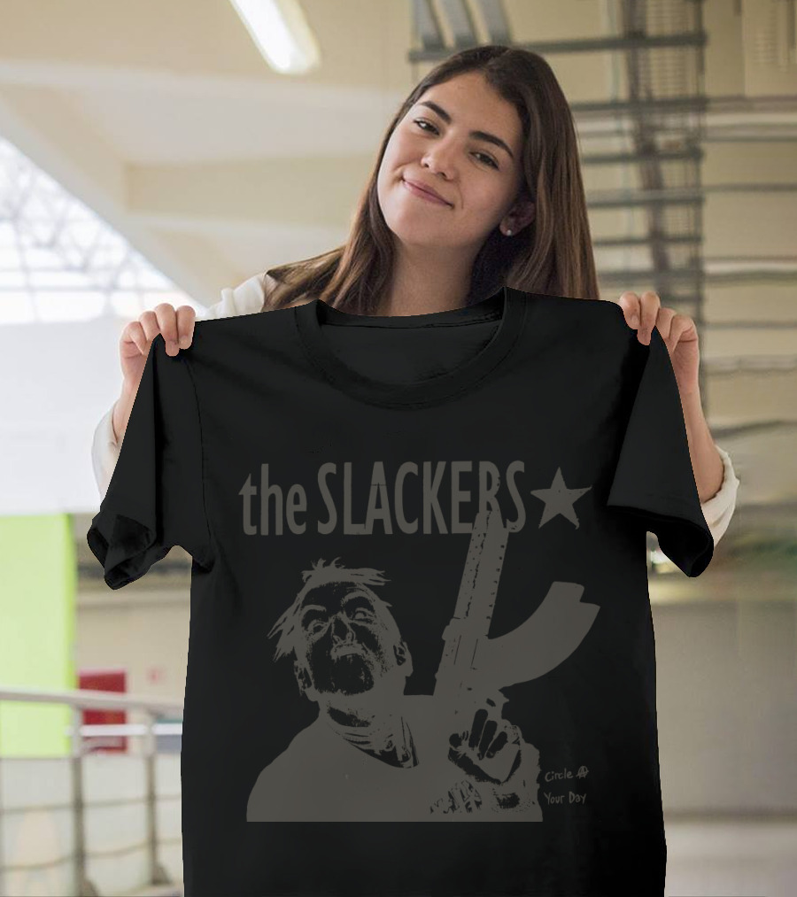 The Slackers Star Graphic with Man Holding Rifle and Circle At Your Day T-Shirt