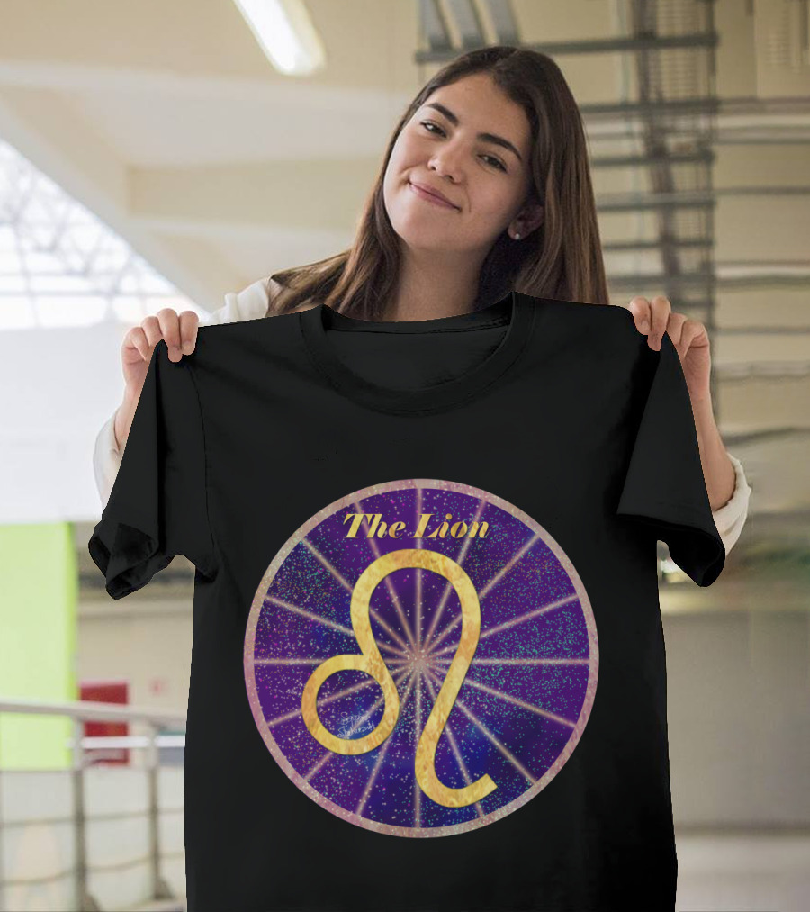 The Lion Zodiac Leo Symbol Cosmic Starburst T-Shirt