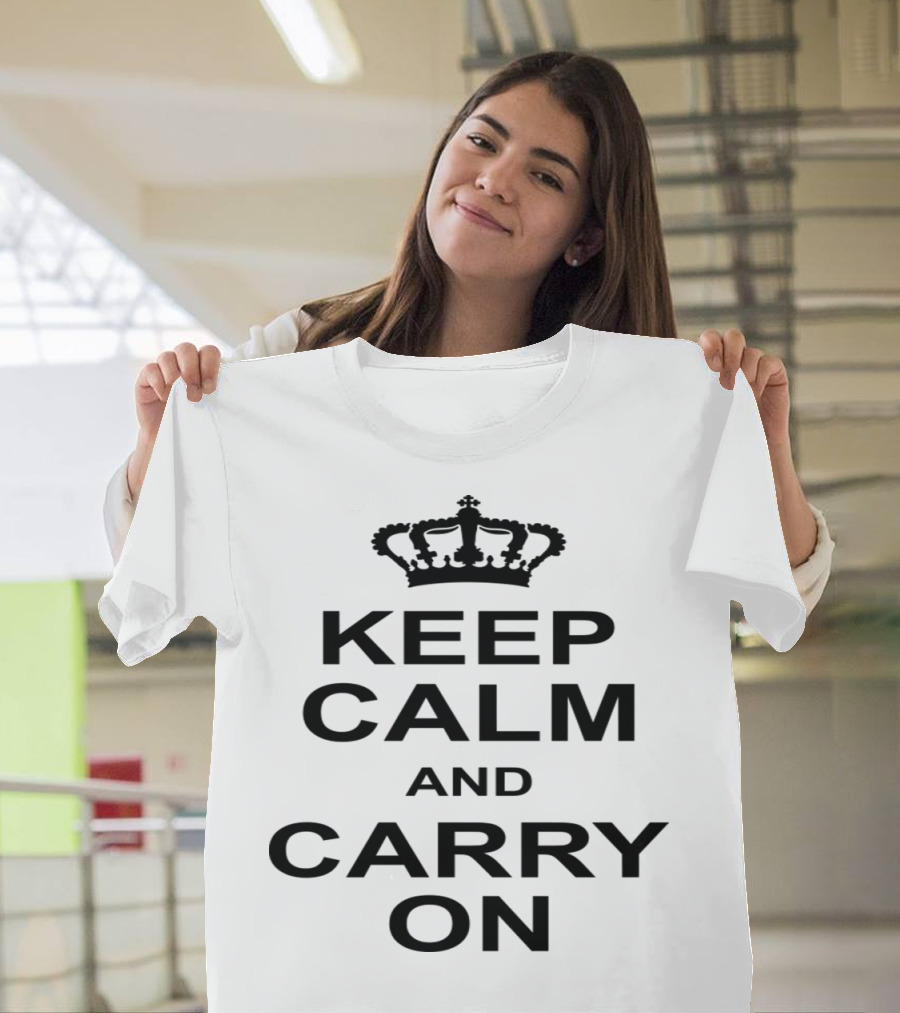 Keep Calm and Carry On KG10 Iconic Phrase with Crown T-Shirt