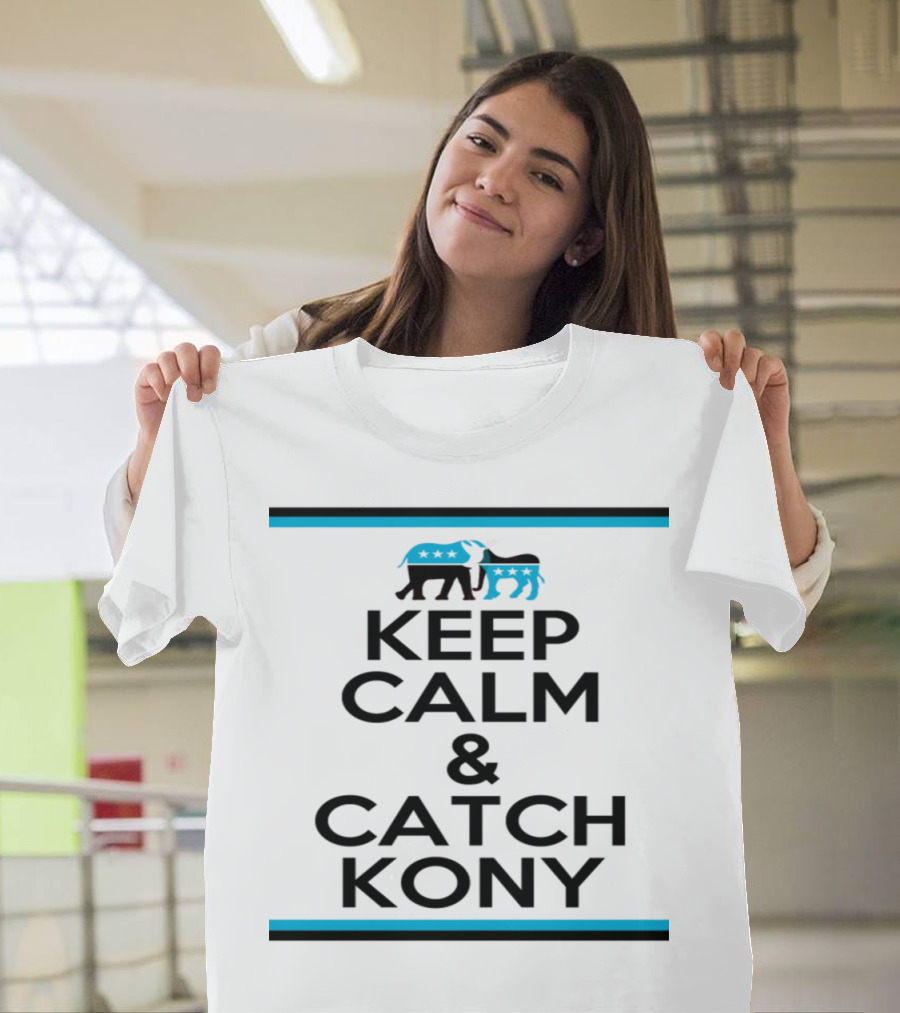 Keep Calm and Catch Kony Blue Elephant and Donkey Stars Political T-Shirt