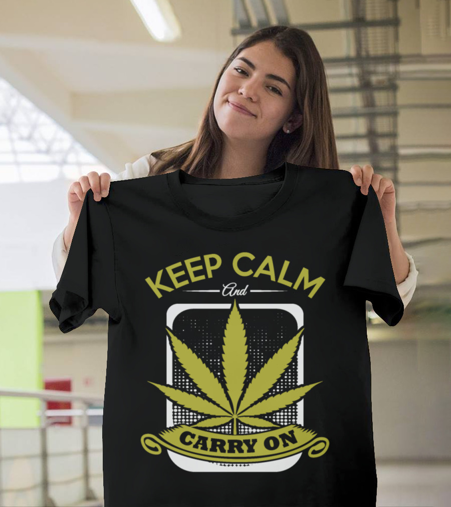 Keep Calm and Carry On Hemp Leaf T-Shirt