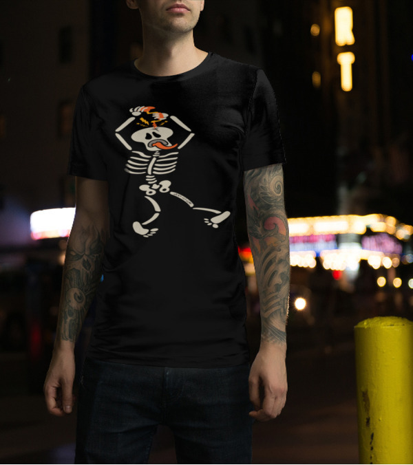 Skeleton Drilling Own Skull With Hand Drill And Sad Expression T-Shirt