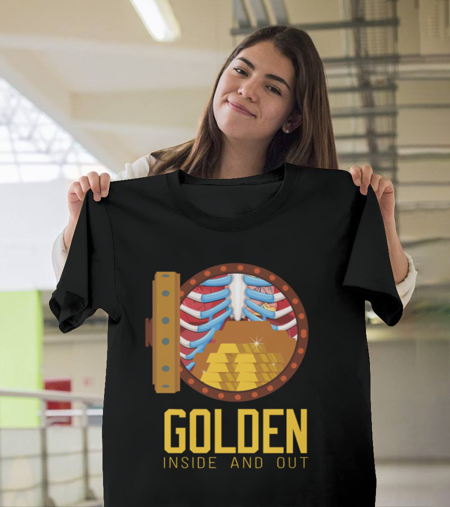 Golden Inside and Out Safe Gold Bars Skeleton Rich T-Shirt
