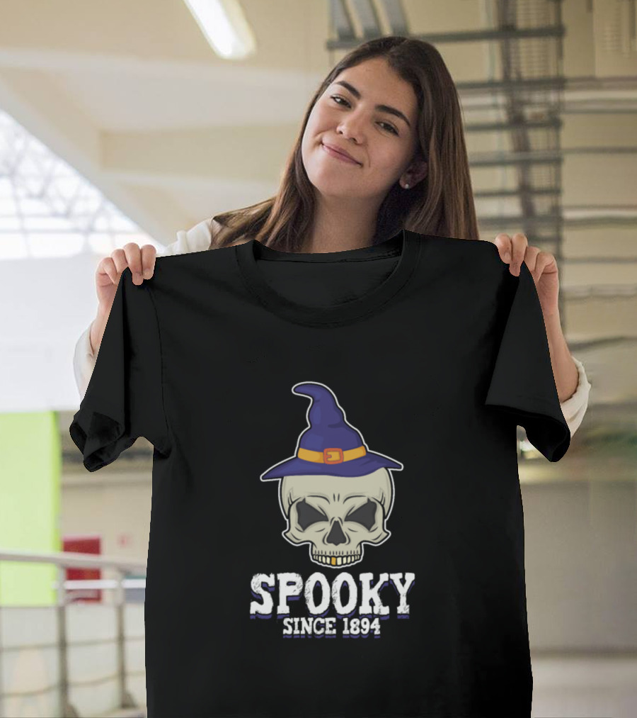 Spooky Skull Witch Hat Since 1894 Halloween Party T-Shirt