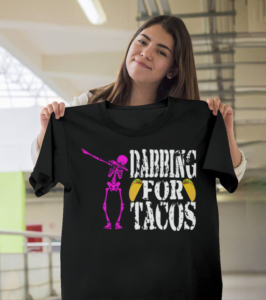 Dabbing for Tacos Pink Skeleton Halloween T-Shirt