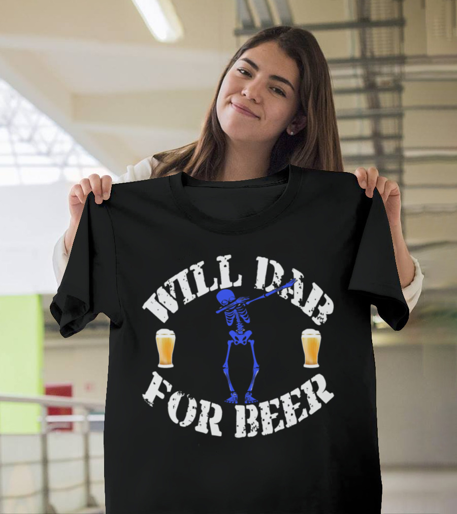 Will Dab For Beer Blue Skeleton Halloween T-Shirt